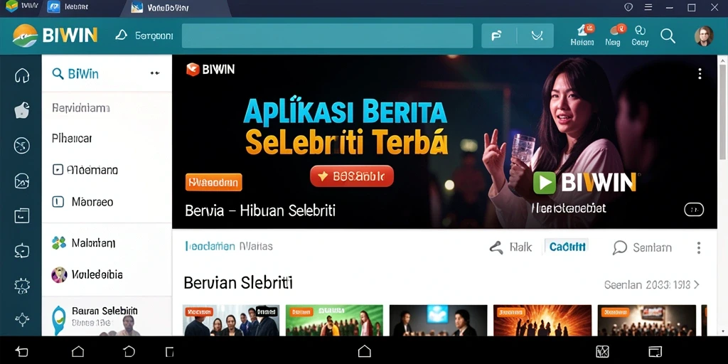 Antarmuka BIWIN yang modern dan informatif tentang dunia selebriti.