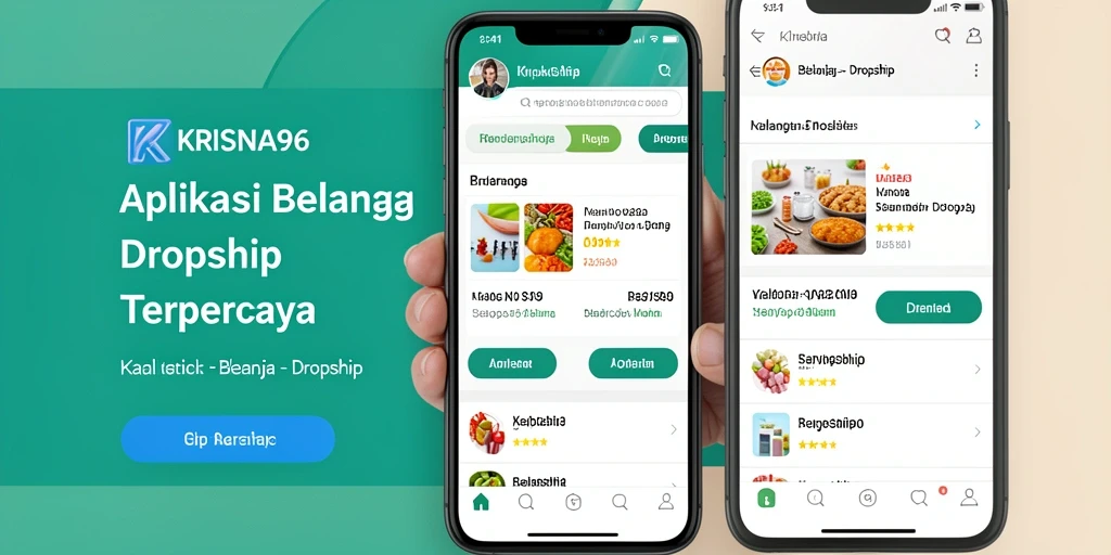 Tampilan antarmuka aplikasi KRISNA96 yang intuitif untuk belanja Dropship.