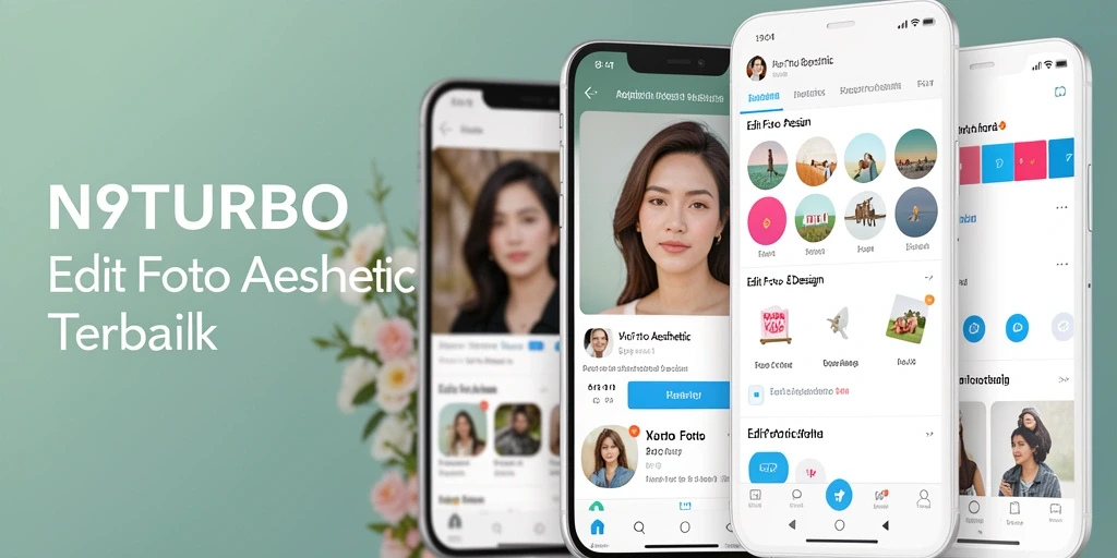 Antarmuka pengguna aplikasi N9TURBO dengan fitur Edit Foto Aesthetic.