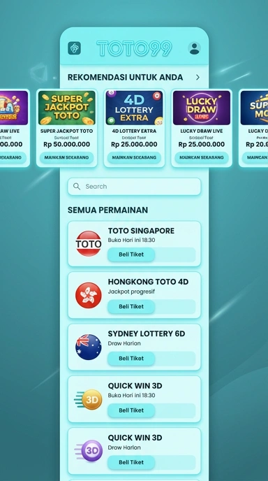 Tampilan katalog aplikasi toto99