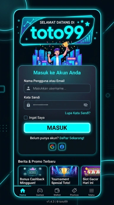 Tampilan halaman login toto99